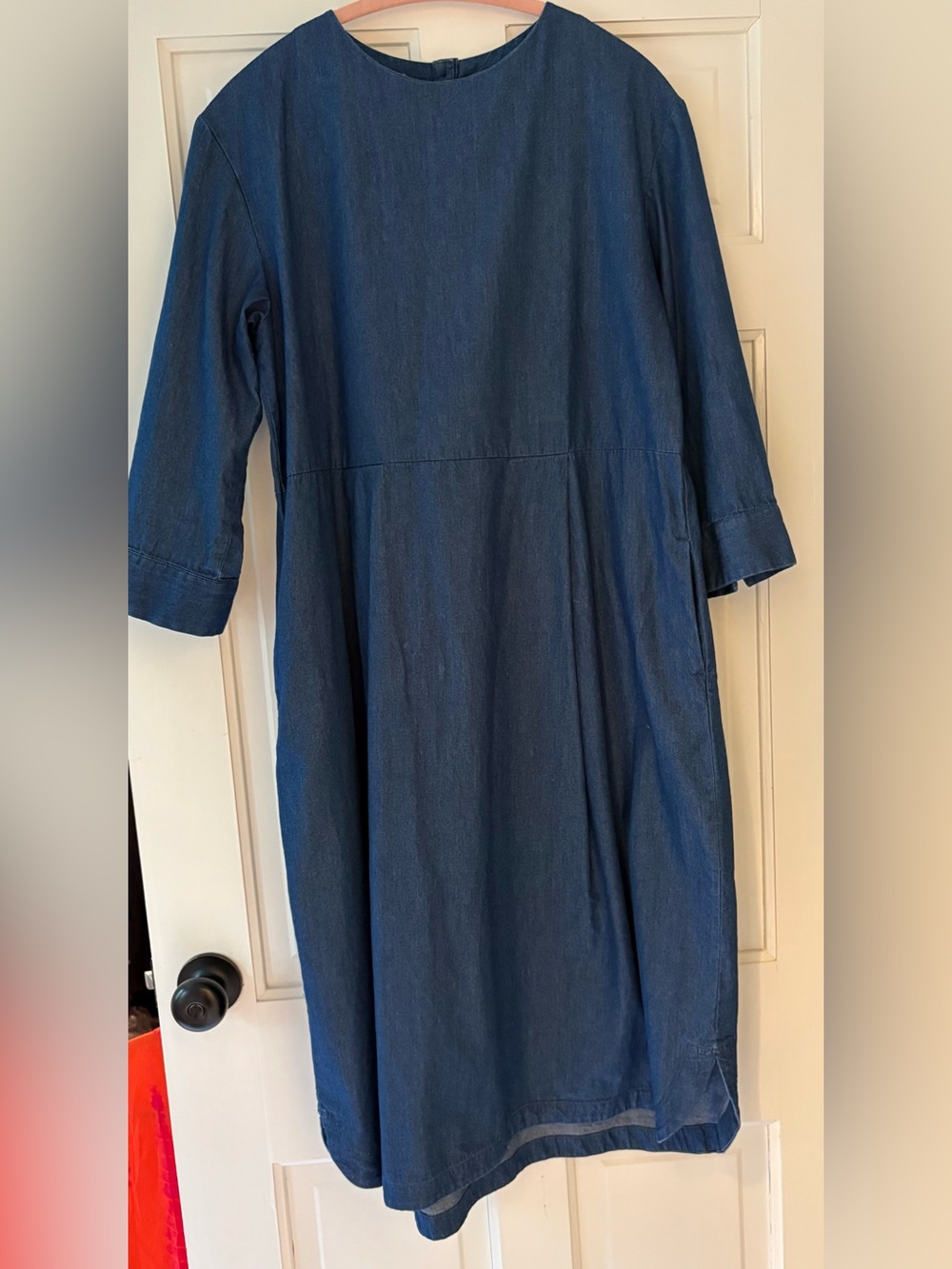Simple Blue Denim Midi Dress